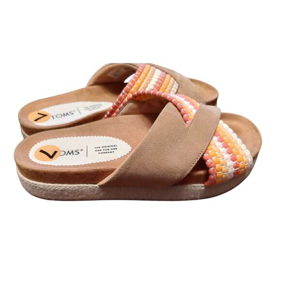 TOMS Paloma Honey Suede Slides Sandals   Size 7 NEW - Picture 1 of 5